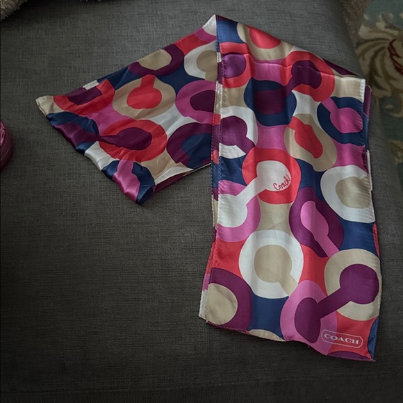 Coach Colorful C Circle Pattern Silk Scarf - Picture 3 of 4